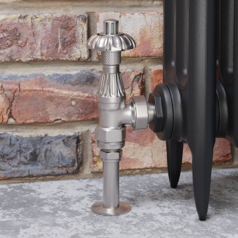 West Abbey Angled TRV Thermostatic Radiator Valve and Lockshield - Satin Nickel | Product Image