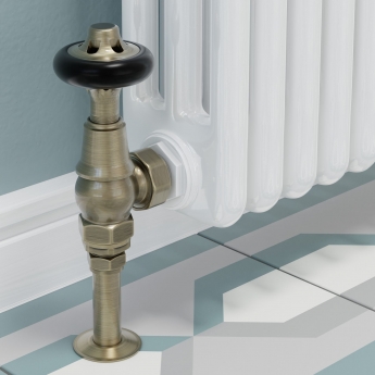 West Admiral Angled Thermostatic Radiator Valve and Lockshield - Antique Brass