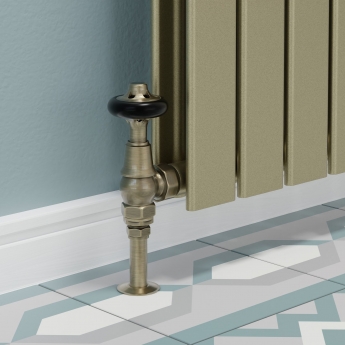 West Admiral Angled Thermostatic Radiator Valve and Lockshield - Antique Brass