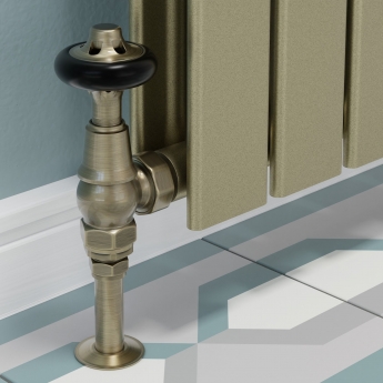 West Admiral Angled Thermostatic Radiator Valve and Lockshield - Antique Brass