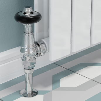 West Admiral Angled Thermostatic Radiator Valve and Lockshield - Chrome