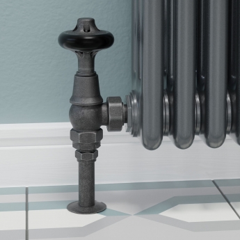 West Admiral Angled Thermostatic Radiator Valve and Lockshield - Pewter