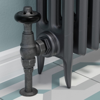 West Admiral Angled Thermostatic Radiator Valve and Lockshield - Pewter