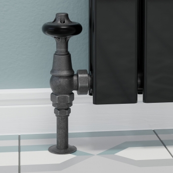 West Admiral Angled Thermostatic Radiator Valve and Lockshield - Pewter