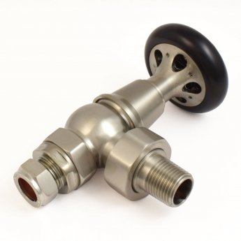 West Admiral Angled Thermostatic Radiator Valve and Lockshield - Satin Nickel