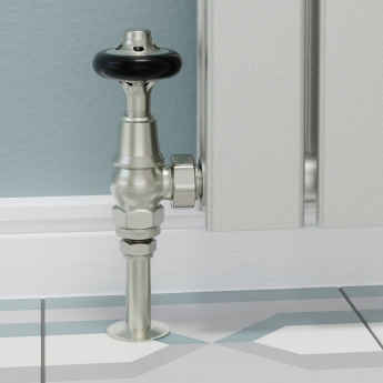 West Admiral Angled Thermostatic Radiator Valve and Lockshield - Satin Nickel
