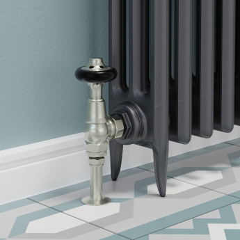 West Admiral Angled Thermostatic Radiator Valve and Lockshield - Satin Nickel