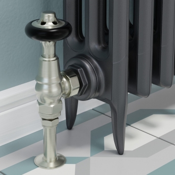 West Admiral Angled Thermostatic Radiator Valve and Lockshield - Satin Nickel