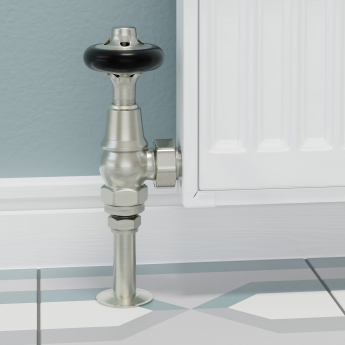 West Admiral Angled Thermostatic Radiator Valve and Lockshield - Satin Nickel