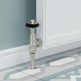 West Admiral Angled Thermostatic Radiator Valve and Lockshield - Satin Nickel