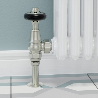 West Admiral Angled Thermostatic Radiator Valve and Lockshield - Satin Nickel