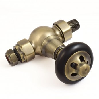 West Admiral Straight Thermostatic Radiator Valve and Lockshield - Antique Brass