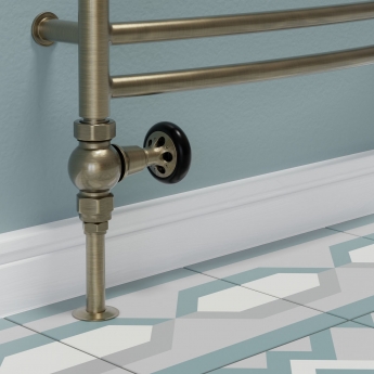 West Admiral Straight Thermostatic Radiator Valve and Lockshield - Antique Brass