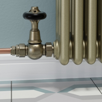 West Admiral Straight Thermostatic Radiator Valve and Lockshield - Antique Brass