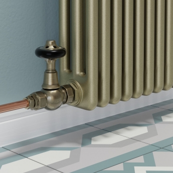 West Admiral Straight Thermostatic Radiator Valve and Lockshield - Antique Brass