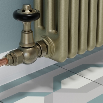 West Admiral Straight Thermostatic Radiator Valve and Lockshield - Antique Brass