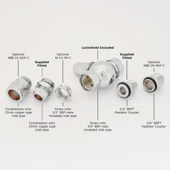 West Admiral Straight Thermostatic Radiator Valve and Lockshield - Chrome | Product Image