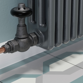 West Admiral Straight Thermostatic Radiator Valve and Lockshield - Pewter