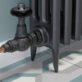 West Admiral Straight Thermostatic Radiator Valve and Lockshield - Pewter