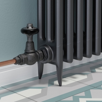 West Admiral Straight Thermostatic Radiator Valve and Lockshield - Pewter