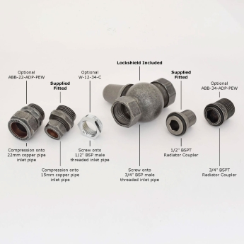 West Admiral Straight Thermostatic Radiator Valve and Lockshield - Pewter | Product Image