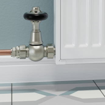 West Admiral Straight Thermostatic Radiator Valve and Lockshield - Satin Nickel