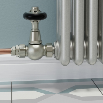 West Admiral Straight Thermostatic Radiator Valve and Lockshield - Satin Nickel
