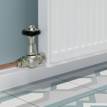 West Admiral Straight Thermostatic Radiator Valve and Lockshield - Satin Nickel