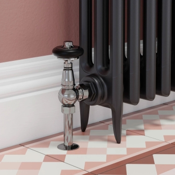 West Amberley Angled Thermostatic Radiator Valve and Lockshield - Black Nickel | Product Image