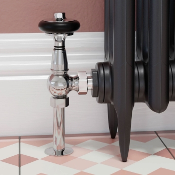 West Amberley Angled Thermostatic Radiator Valve and Lockshield - Chrome | Product Image
