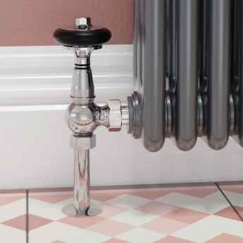 West Amberley Angled Thermostatic Radiator Valve and Lockshield - Pewter | Product Image