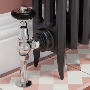 West Amberley Angled Thermostatic Radiator Valve and Lockshield - Pewter | Product Image