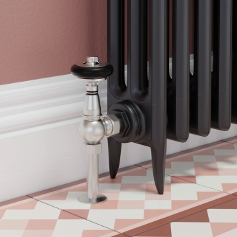 West Amberley Angled Thermostatic Radiator Valve and Lockshield - Satin Nickel | Product Image