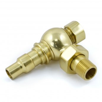 West Amberley Angled Thermostatic Radiator Valve and Lockshield - Polished Brass