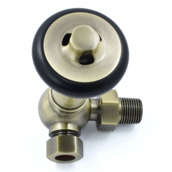 West Amberley Corner Thermostatic Radiator Valve and Lockshield - Antique Brass