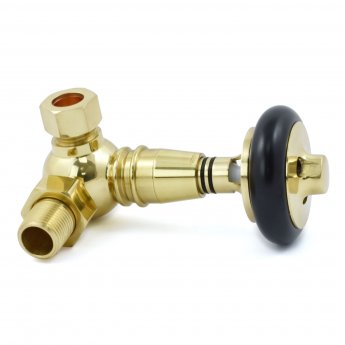West Amberley Corner Thermostatic Radiator Valve and Lockshield - Polished Brass