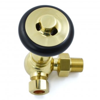 West Amberley Corner Thermostatic Radiator Valve and Lockshield - Polished Brass