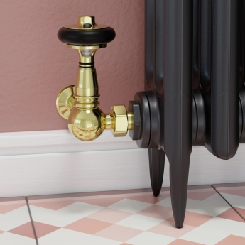 West Amberley Corner Thermostatic Radiator Valve and Lockshield - Polished Brass | Product Image