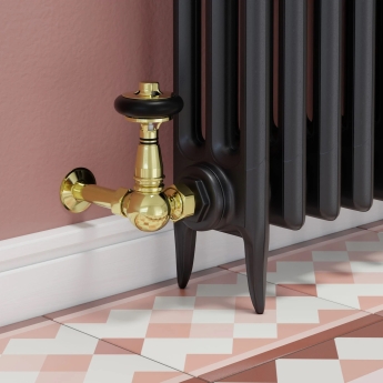 West Amberley Corner Thermostatic Radiator Valve and Lockshield - Polished Brass | Product Image
