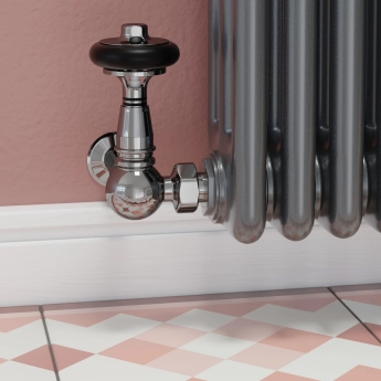 West Amberley Corner Thermostatic Radiator Valve and Lockshield - Black Nickel | Product Image