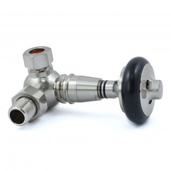 West Amberley Corner Thermostatic Radiator Valve and Lockshield - Satin Nickel