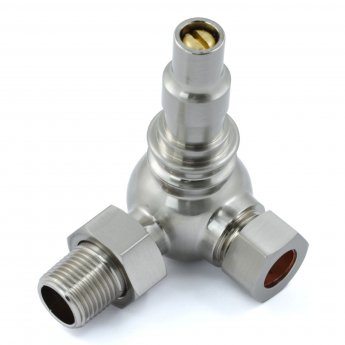 West Amberley Corner Thermostatic Radiator Valve and Lockshield - Satin Nickel
