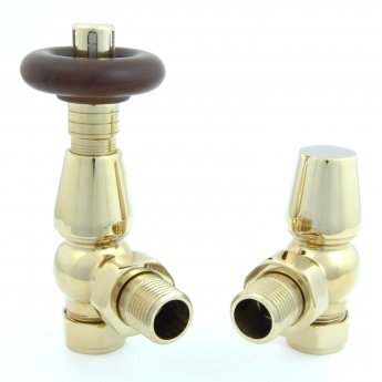 West Bentley Traditional TRV Thermostatic Radiator Valve and Lockshield Angled - Brass