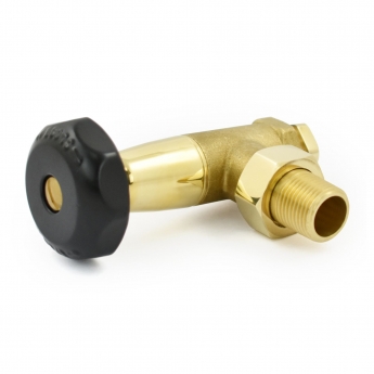 West Old School Black and Brass Radiator Valve and Lockshield 1/2 Inch - Un-Lacquered Brass