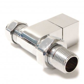 West Bloc Straight Square Radiator Valves Pair - Chrome