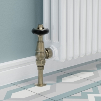 West Commodore Traditional Angled Manual Radiator Valve and Lockshield - Antique Brass | Product Image