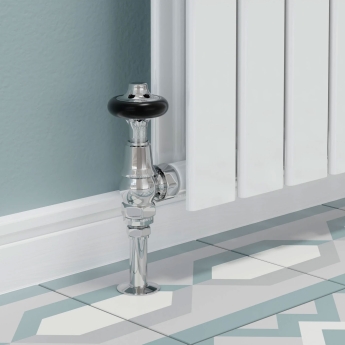 West Commodore Traditional Angled Manual Radiator Valve and Lockshield - Chrome | Product Image