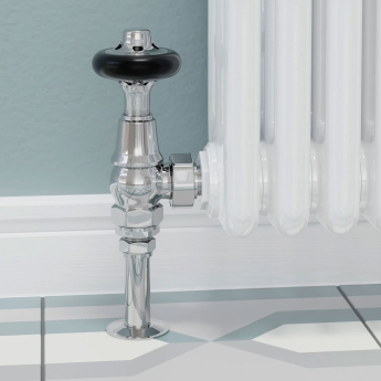West Commodore Traditional Angled Manual Radiator Valve and Lockshield - Chrome | Product Image