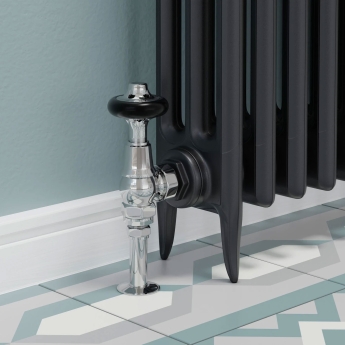 West Commodore Traditional Angled Manual Radiator Valve and Lockshield - Chrome | Product Image