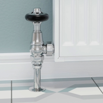 West Commodore Traditional Angled Manual Radiator Valve and Lockshield - Chrome | Product Image